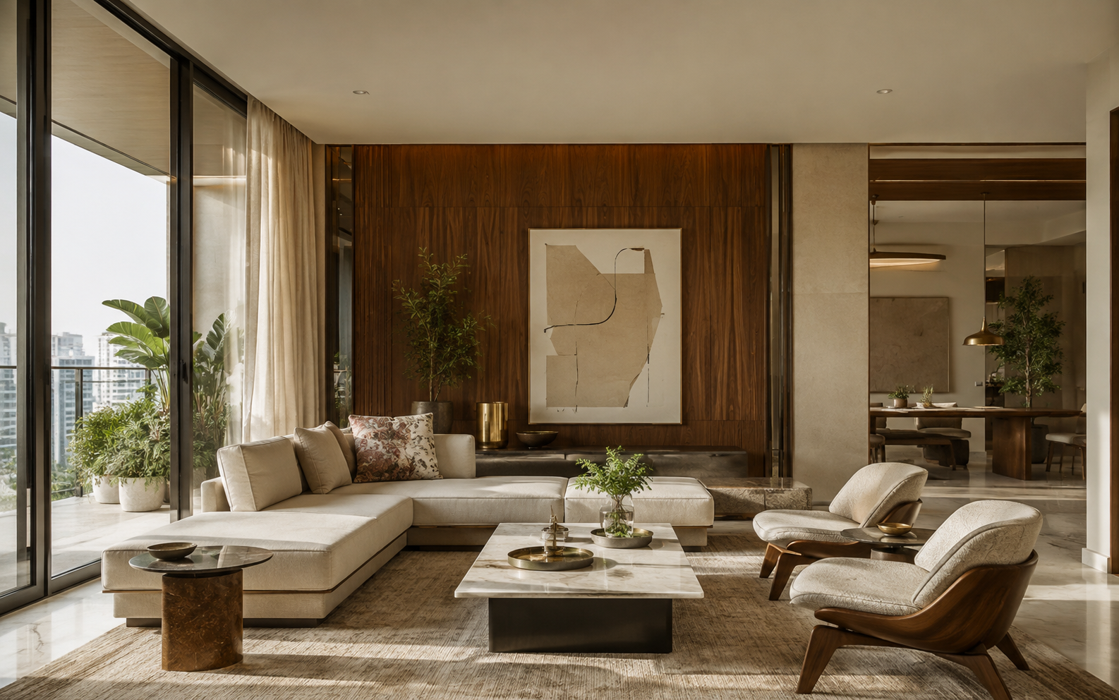 Warm modern living room design